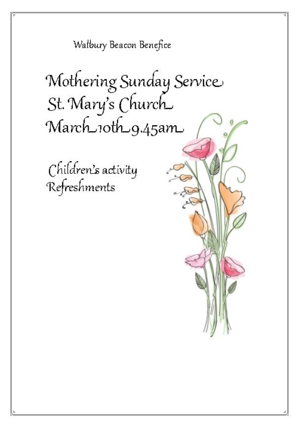 mothering sunday 10th March at Kintbury